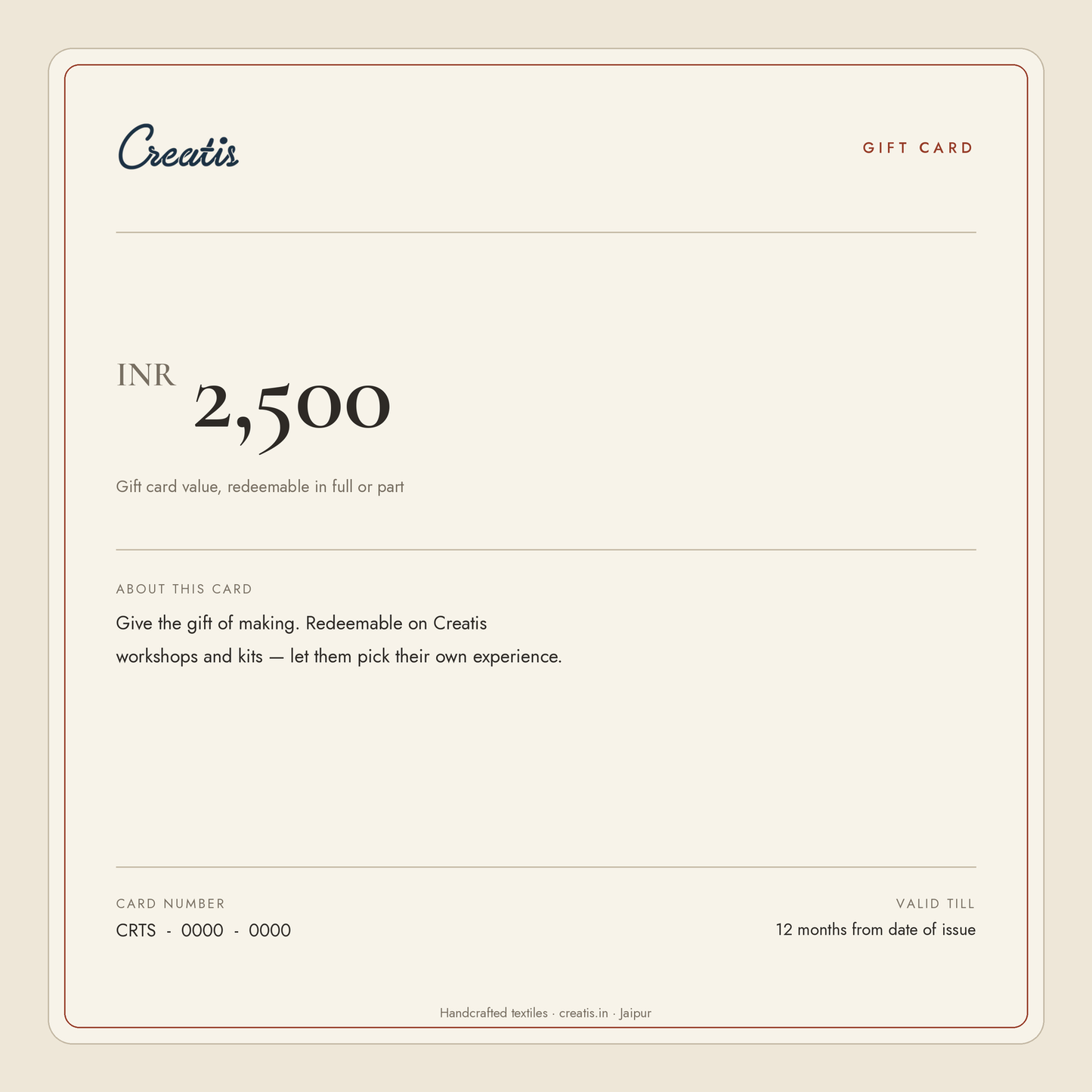 Creatis Gift Card